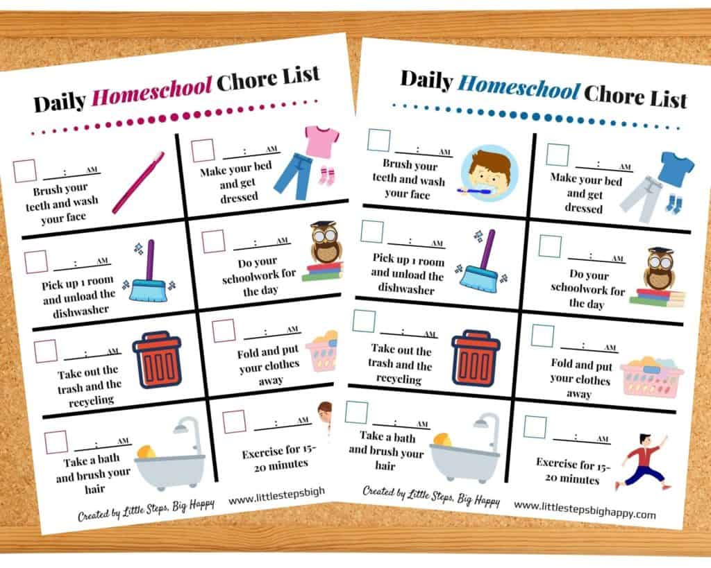 Daily Homeschool Chore List