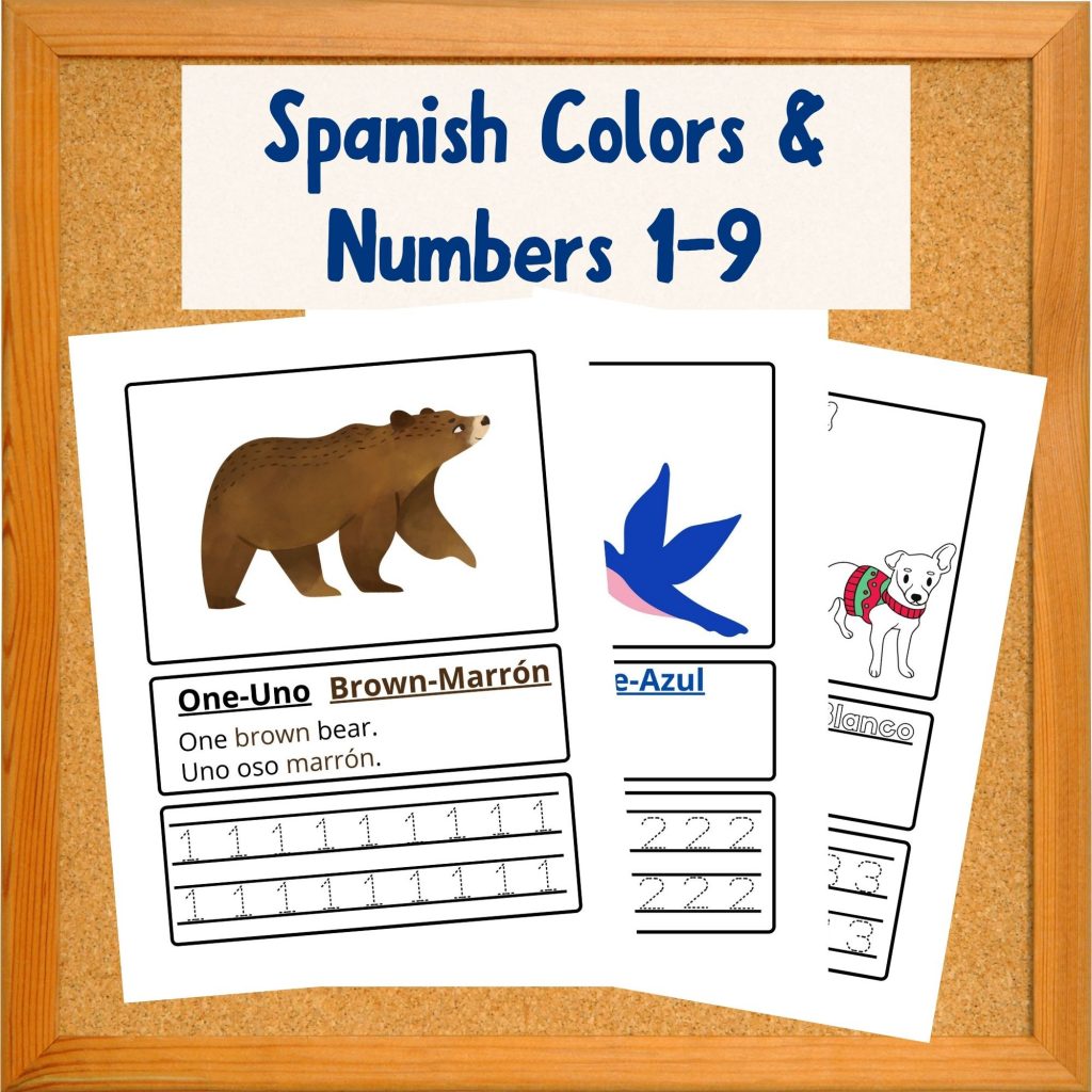 Spanish colors and numbers tracing