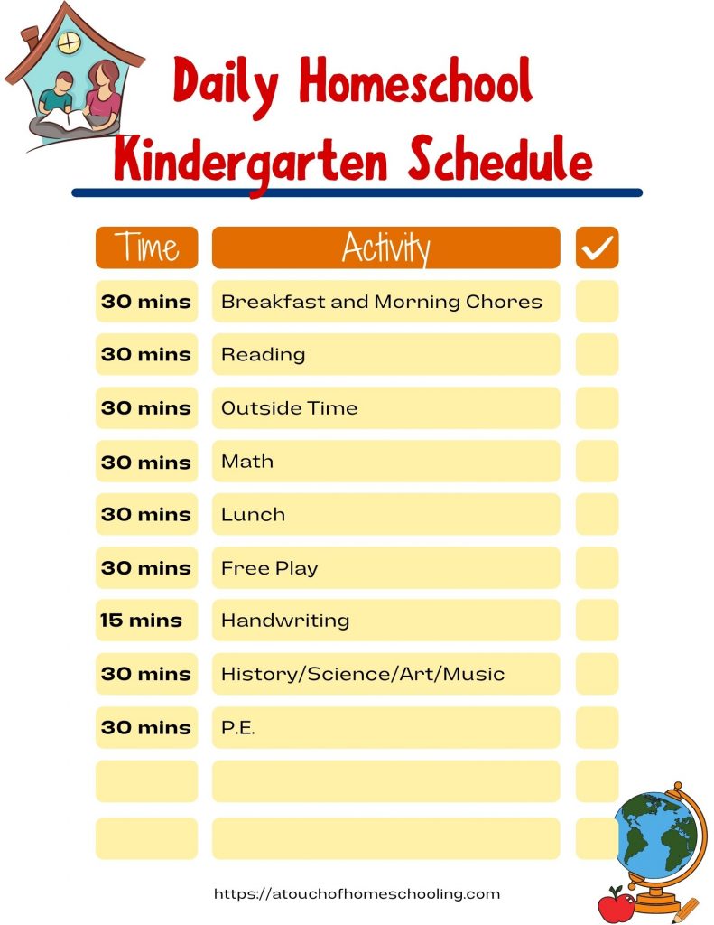 Printable Kindergarten Homeschool Schedule PDF
