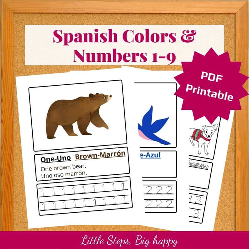 Spanish Color and Number Tracing Worksheets