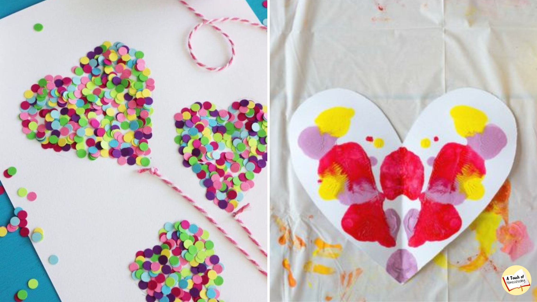 Two pictures of easy Valentines Day Crafts for kids