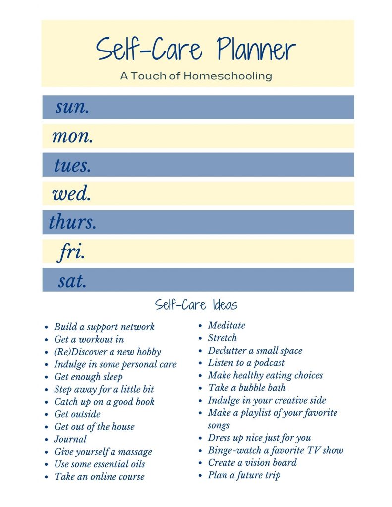 Self-care for moms PDF printable