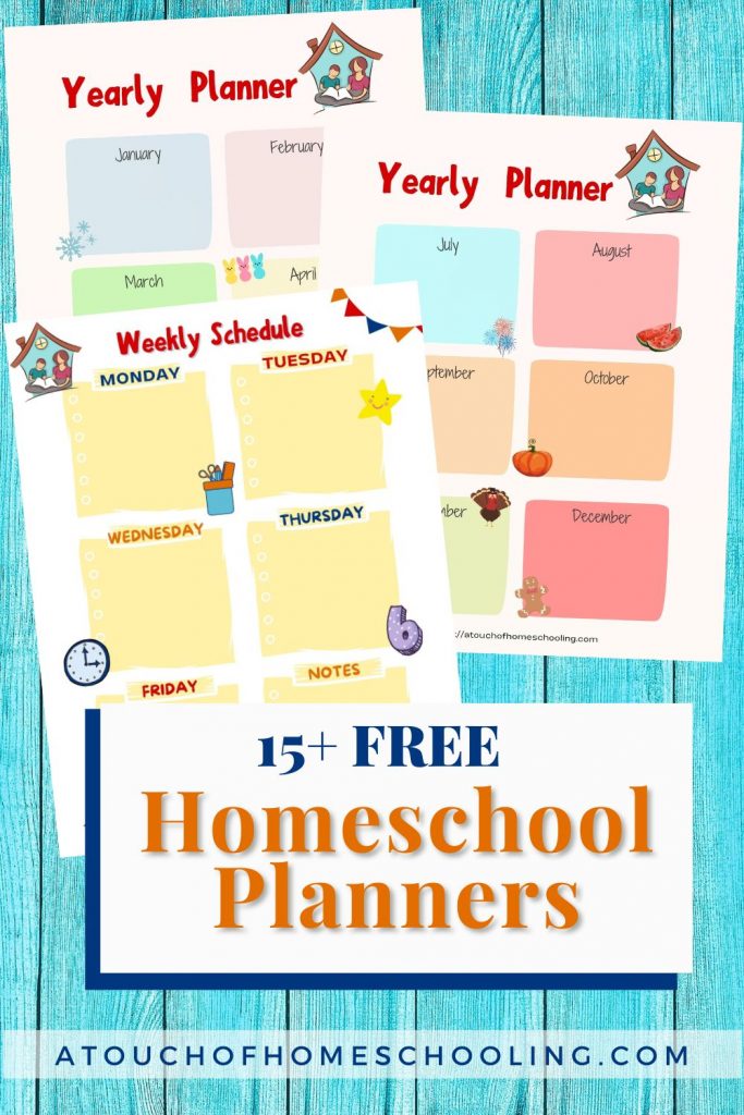 Picture of Homeschool Schedule Template Free Printable downloads. Text says: 15+ FREE Homeschool Planners