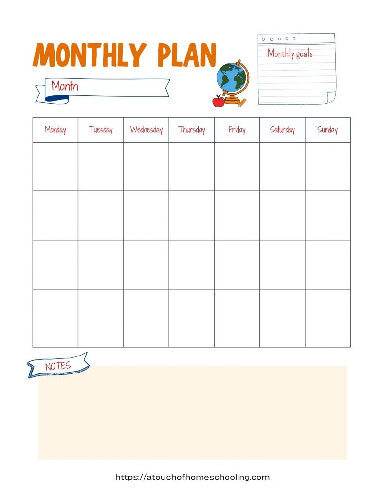 Editable Homeschool Schedule Template Free Printable Monthly Planner