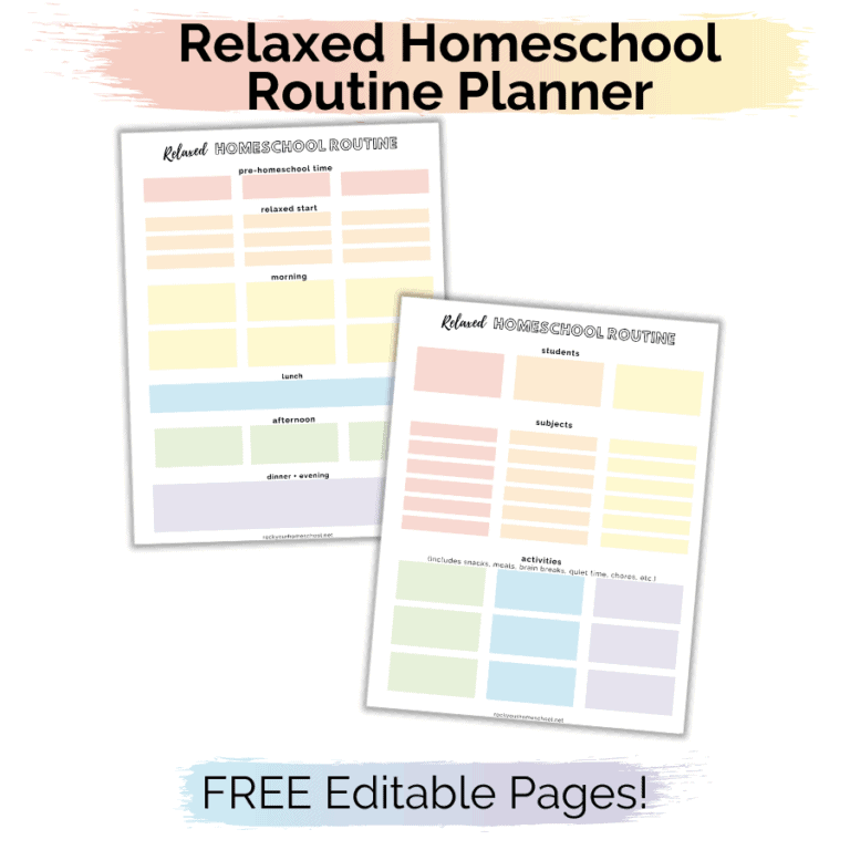 Relaxed Homeschool Routine Planner