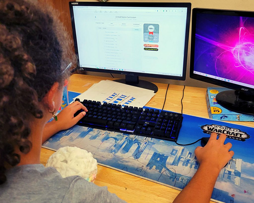 Girl using CTCMath on the computer
