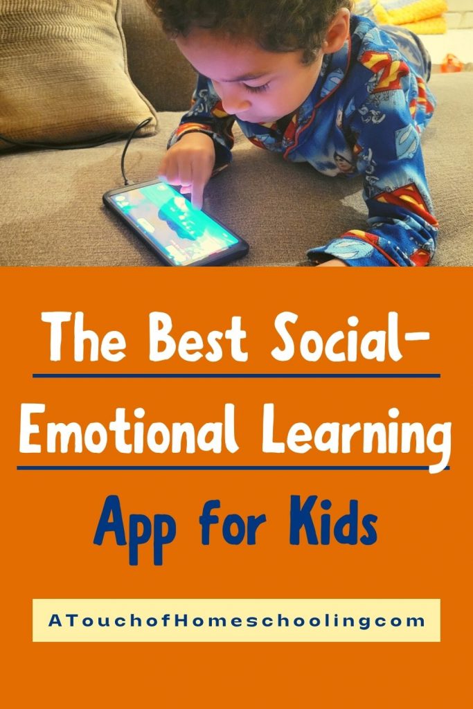 Boy playing on a phone. Text says: The Best Social-Emotional Learning App for Kids.