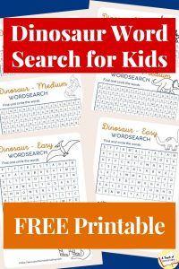 FREE Printable Dinosaur Word Search for Kids - A Touch of Homeschooling